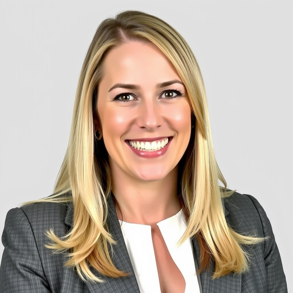 Portrait of an experienced operations manager, a woman with a calm and organized demeanor, symbolizing efficiency at Health & Glow Hungary.