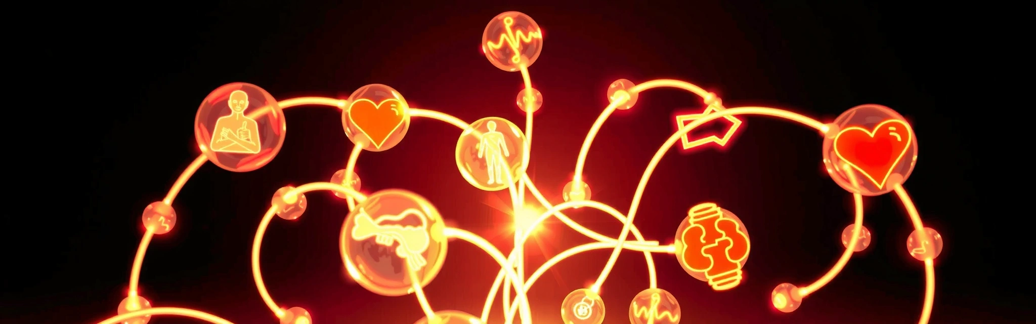 A vibrant, abstract image representing knowledge and insights, with glowing lines connecting various health-related concepts.