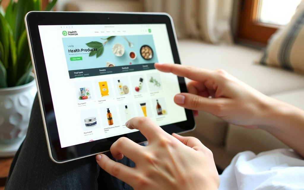 Person browsing an e-commerce website on a tablet, shopping online