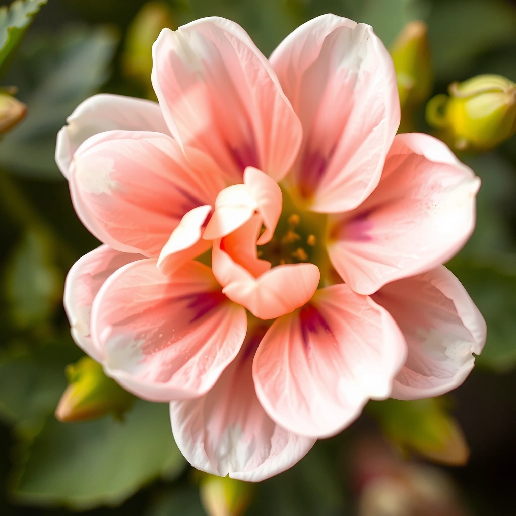 A delicate, blooming flower with soft petals, representing gentle care and beauty.